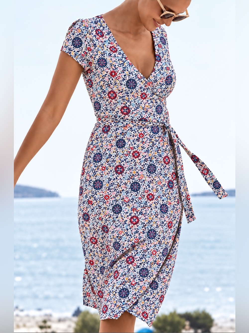 Boden medallion print wrap dress, size 8